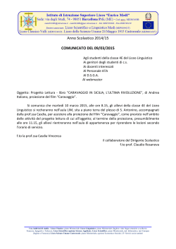 Anno Scolastico 2014/15 COMUNICATO DEL 09/03/2015