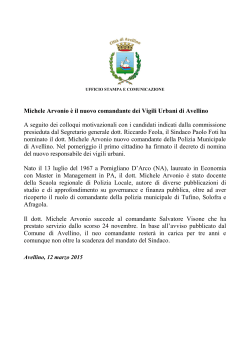 Michele Arvonio è il nuovo comandante dei Vigili Urbani di Avellino