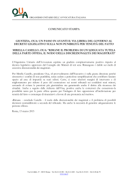 Comunicato stampa - Organismo Unitario dell`Avvocatura Italiana