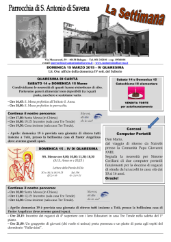 Domenica 15 marzo 2015 - Parrocchia di Sant`Antonio di Savena