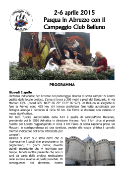 2-6 aprile 2015 Pasqua in Abruzzo con il Campeggio Club Belluno