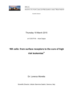 “NK cells: from surface receptors to the cure of high risk