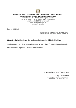 San Giorgio di Mantova, 07/03/2015 Oggetto: Pubblicazione del