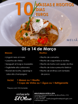 Massas e Risottos - Meliá Braga Hotel & Spa