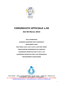 COMUNICATO UFFICIALE n.50 Del 06 Marzo 2015