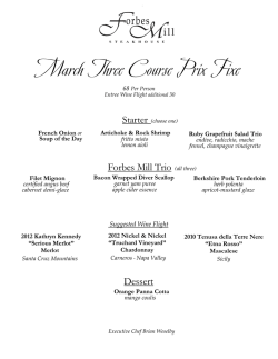 March Three Course Prix Fixe