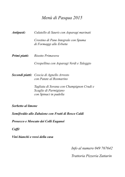 menu di Pasqua - Antica Trattoria Zattarin