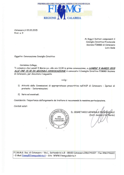 Convocazione Consiglio Direttivo 09 MARZO