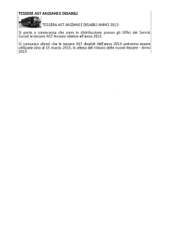 Avviso: Distribuzione tessere AST Anziani e disabili anno 2015