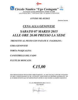 Avviso ai Soci nr. 5/2015 Cena Genovese