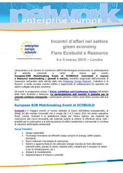 Incontri d`affari nel settore green economy Fiere Ecobuild e Resource