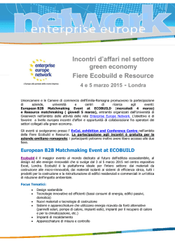 Incontri d`affari nel settore green economy Fiere Ecobuild e Resource