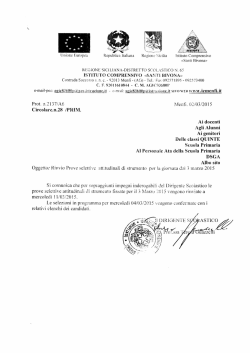 CIRC. 28 PRIM - Istituto Comprensivo "Santi Bivona" | Menfi
