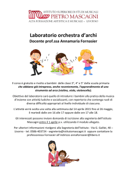 Laboratorio orchestra d`archi - Istituto Superiore di Studi Musicali