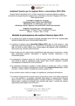 Audizioni Nausica per la stagione lirica e concertistica 2015-2016