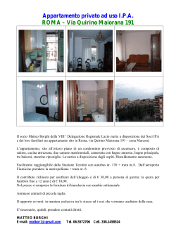 Appartamento privato ad uso I.P.A. ROMA – Via Quirino