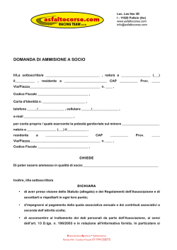 DOMANDA DI AMMISIONE A SOCIO