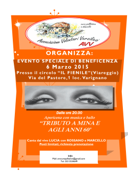 “TRIBUTO A MINA E AGLI ANNI 60` ORGANIZZA: