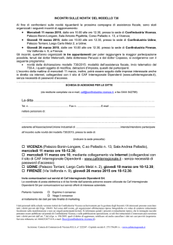 Incontro di mercoledì 11 marzo 2015 sulle novità del Modello 730