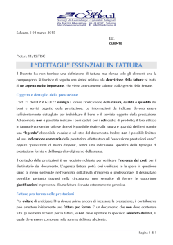 I &ldquo;DETTAGLI&rdquo; ESSENZIALI IN FATTURA Inserita il 04 - Sed