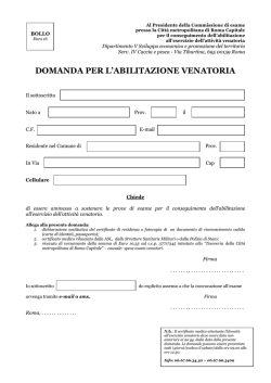 Domanda abilitazione venatoria - Citt&agrave; metropolitana di Roma