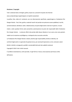 Disclaimer / Copyright Tutti i contenuti (testi