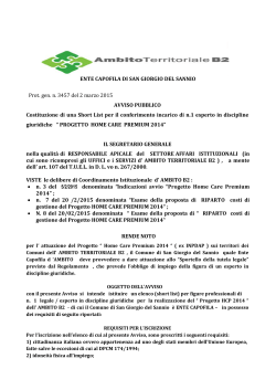 Bando/Avviso per short list HCP - Comune di San Giorgio del Sannio