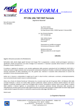 FIT CISL UGL TAF FAST Ferrovie