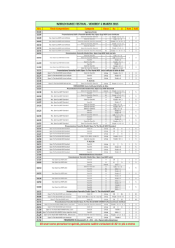 Time Table WDF - Venerdì 6 Marzo 2015