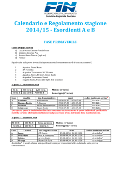 Nuoto -Programma esordienti aggiornato con fase estiva