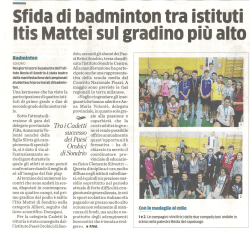 glida di badminton traistituti ltis Mattei sul gradino pi&ugrave; alto