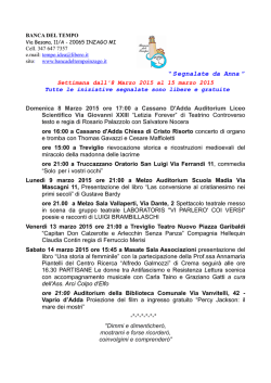 Iniziative della settimana - Banca del Tempo di Inzago