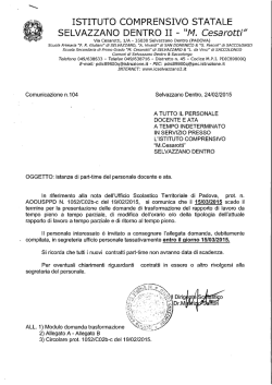 Istanze di Part-time del personale docente e Ata