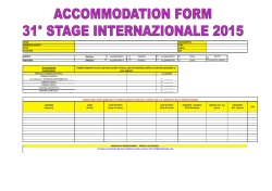 Accommodation Form 31° STAGE 2015