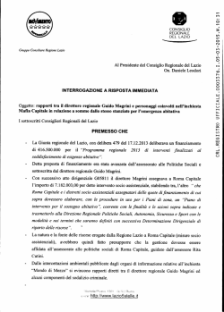 interrogazione a risposta immediata affinché Zingaretti riferisca all