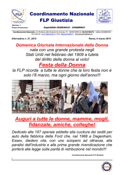 domenica festa della donna: la flp augura a tutte le donne buon 8