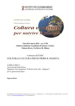 Il diritto ad un cibo "adeguato" - Istituto Lombardo Accademia di