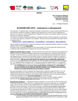 Indicazioni ed adempimenti