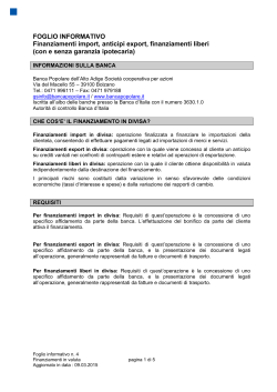 Foglio informativo - Banca Popolare dell`Alto Adige