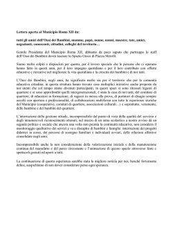 LETTERA APERTA AL MUNICIPIO DAI SOSTENITORI DELL`OASI