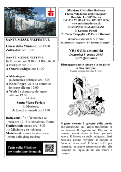 Vita della comunità - Missione Cattolica Italiana Berna