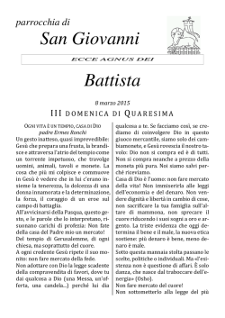 III Domenica di Quaresima 8 Marzo 2015