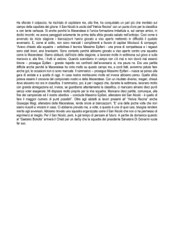 il centro: "epifani: san nicolo` compatto, ma ci mancano