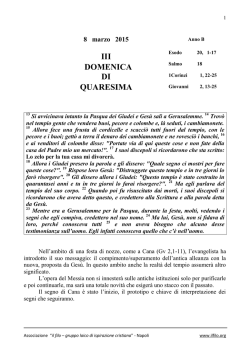 III DOMENICA DI QUARESIMA