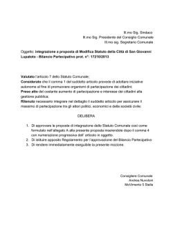 Ill.mo Sig. Sindaco Ill.mo Sig. Presidente del Consiglio Comunale Ill