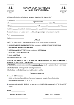 Iscrizioni 5&deg; anno - IIS Via Silvestri 301