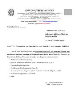 ISTITUTO SUPERIORE AECLANUM Ai Docenti del Liceo Musicale