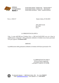 Pubblicazione graduatoria definitiva III fascia ATA 2014/2017