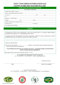 Domanda di partecipazione 2015 - corporazione italiana mastri oleari