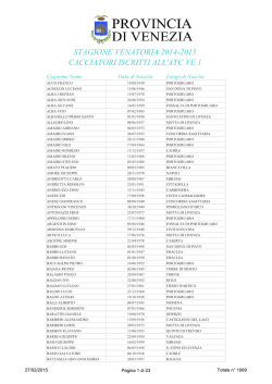 stagione venatoria 2014-2015 cacciatori iscritti all`atc ve 1